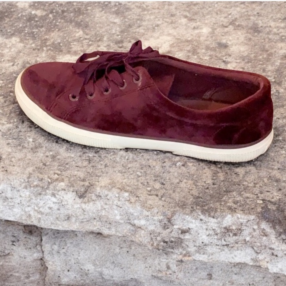 Ralph Lauren Burgundy Velvet Sneakers!!!  Size 8